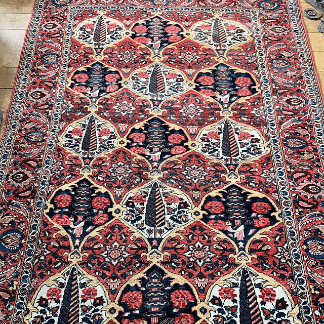 Antique Hand-Knotted Persian Bakhtiari Rug