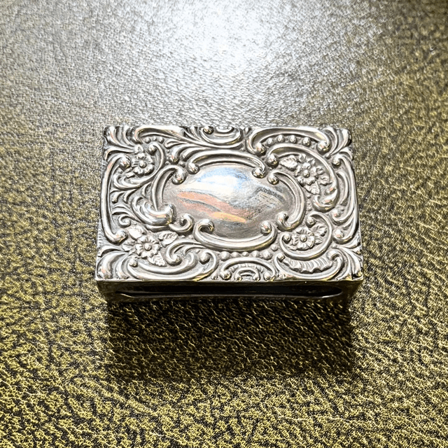1901 Silver Matchbox Holder Complete With Period Matches