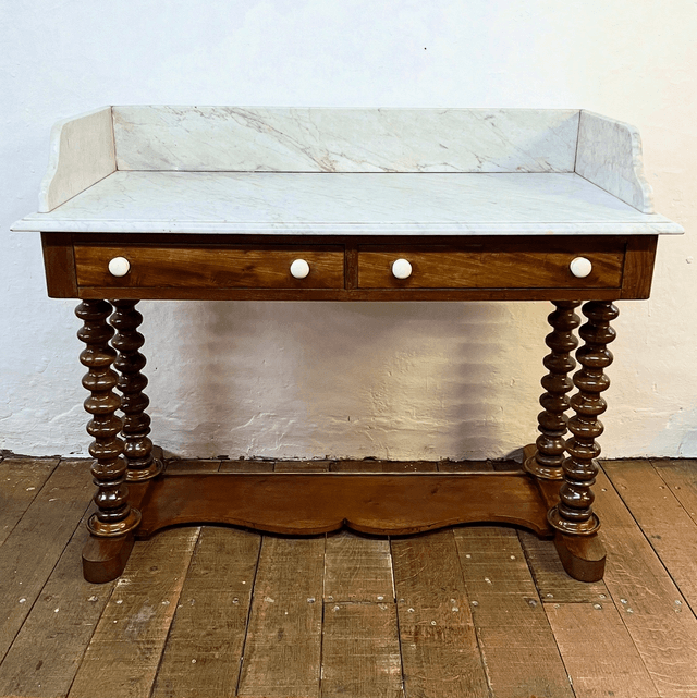 A 19th Century Victorian Mahogany Carrara Marble Topped Washstand