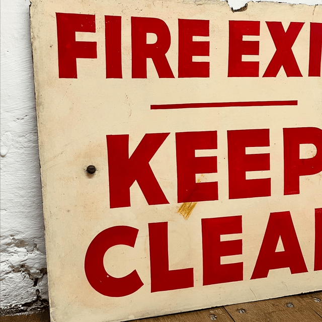 1950’s Industrial Factory/ Construction Hand Painted Directive Fire Sign