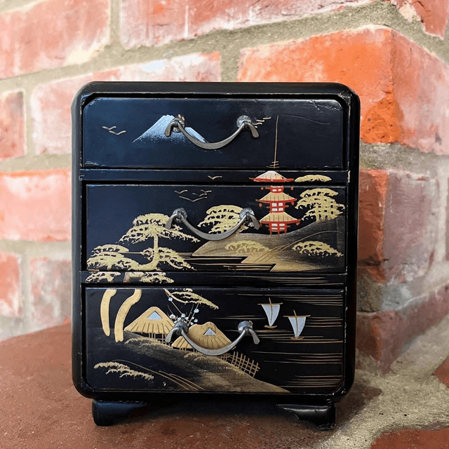 A Early 20th Century Japanese Post Meiji Period, Lacquered Chest Of 3 Table Draws