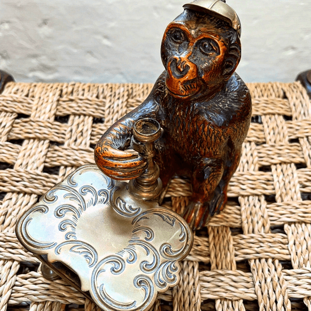 A 19th Century Hand-Carved Wooden Monkey Vesta/ Striker