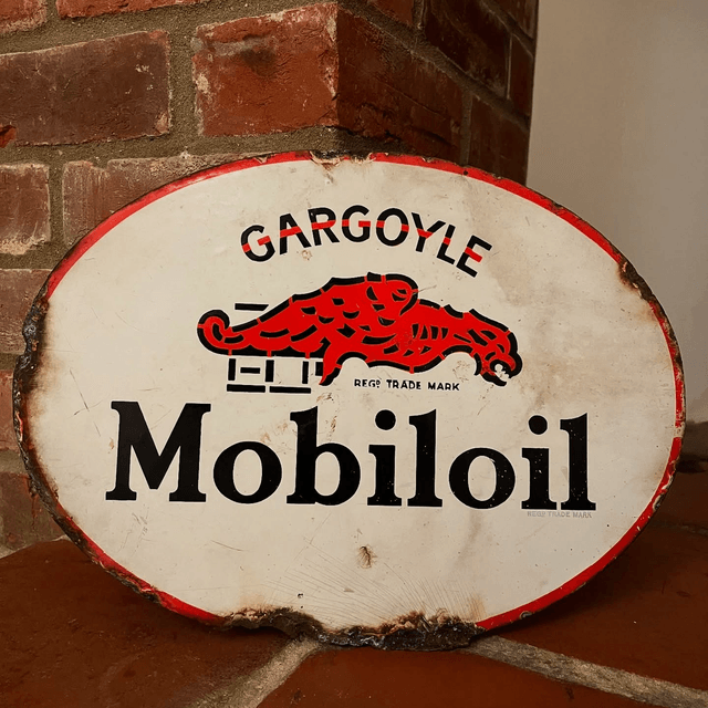 1920’s/ 30’s Mobiloil Gargoyle Double Sided Enamel Sign 