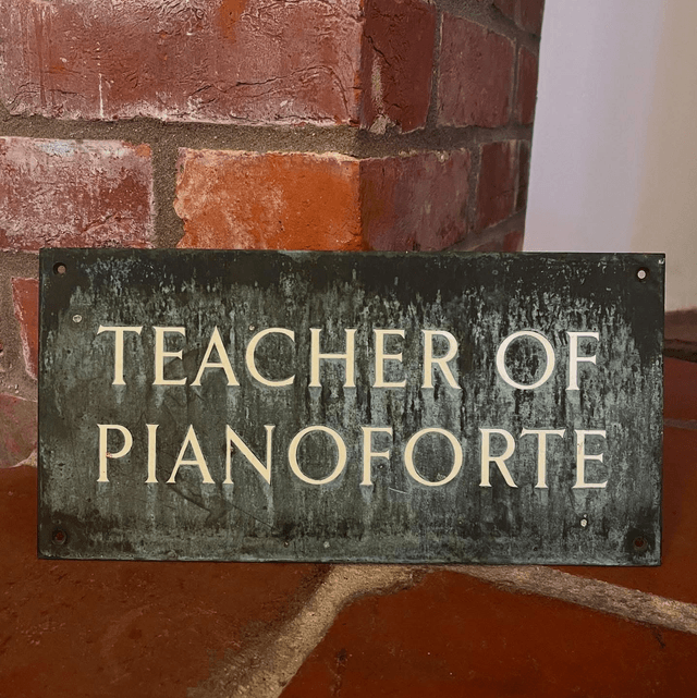 1940’s/ 50’s “Teacher Of Pianoforte” Brass Plaque/ Sign