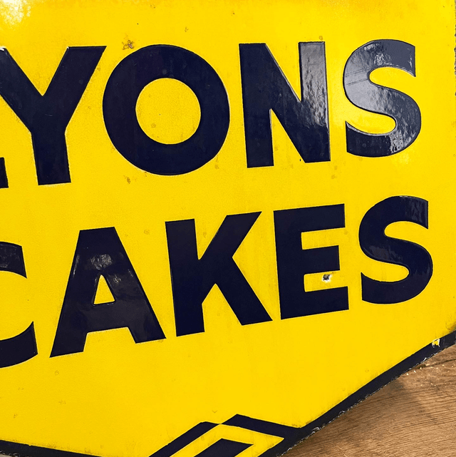Original Lyon’s Cakes Double Sided Enamel Advertising Sign