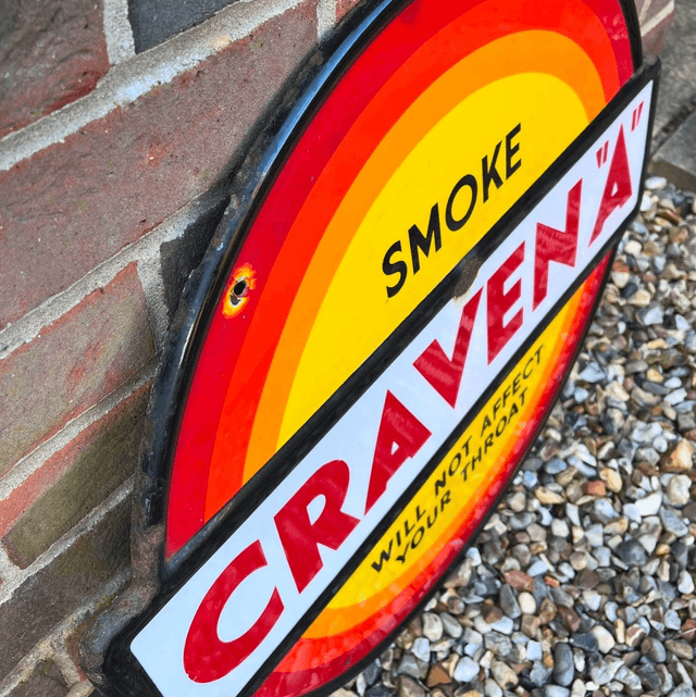 1940’s/ 50’s “Smoke Craven “A” Cigarettes” enamel advertising sign