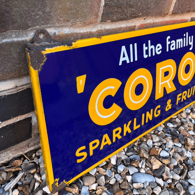 1950’s Corona Soft Drinks single sided enamel advertising sign 