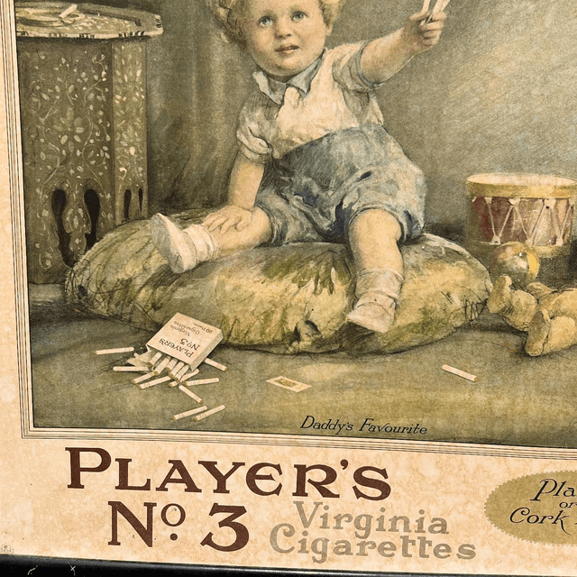 Player’s Cigarettes Tobacconists Framed Pictorial Advertising Show Card/ Sign  