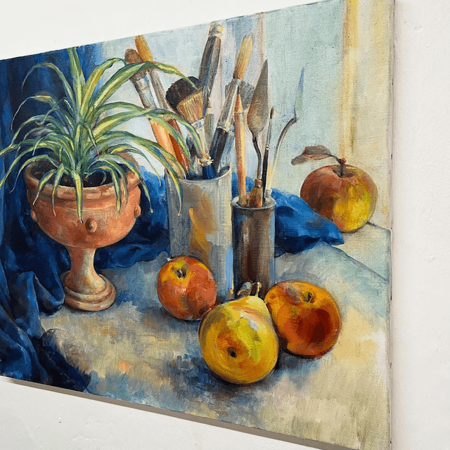 Still Life Oil On Canvas By Contemporary Artist Louise Millar Watt, Unframed, Unsigned