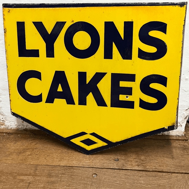 Original Lyon’s Cakes Double Sided Enamel Advertising Sign