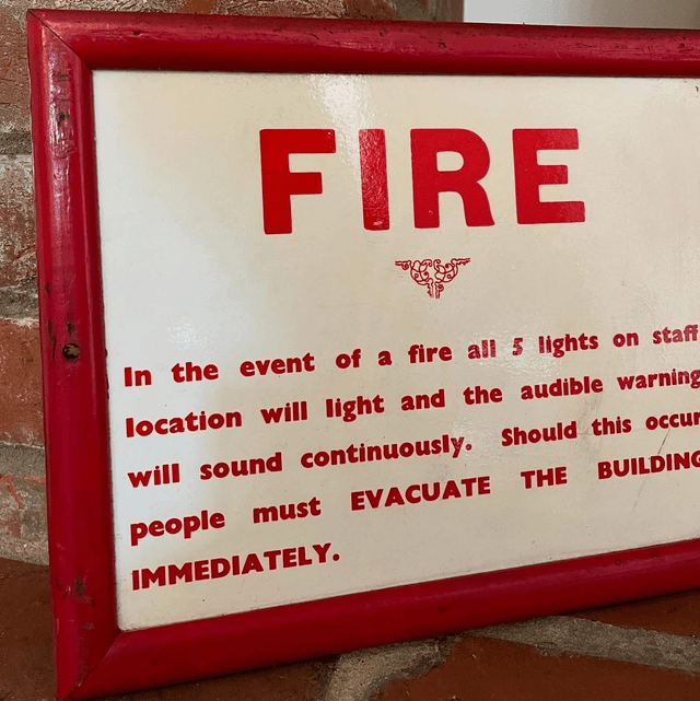 1950’s Industrial Factory “Fire” Sign 