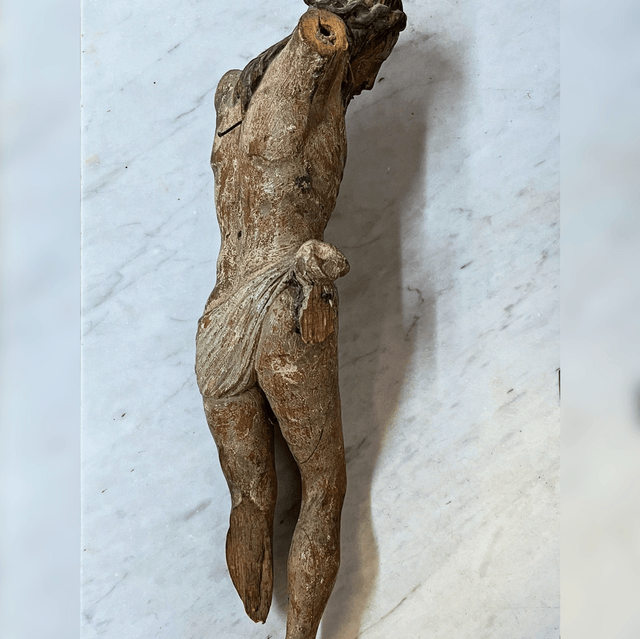 A 17th Century Polychrome Carved Wood Corpus Christ