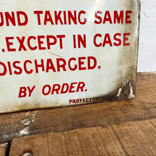 1940’s/ 50’s Industrial Factory Fire Directive Enamel Sign