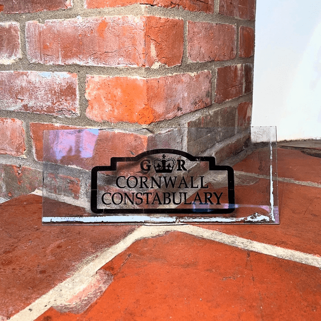 An Original 20th Century Cornwall Police Station Front Office Glass Panel