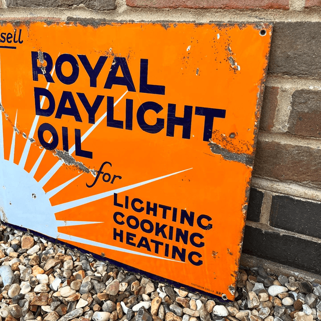 A 1932 Dated Royal Daylight Oil Double Sided Enamel Advertising Sign 