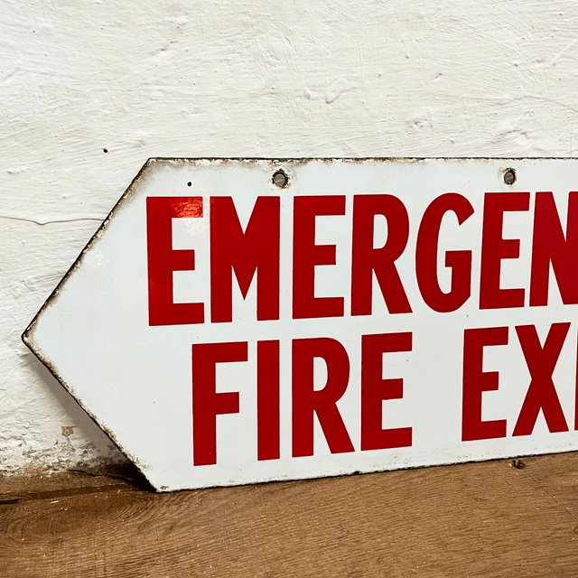 1950’s/ 60’s Industrial Factory “Emergency Fire Exit” Fire Directive Sign 