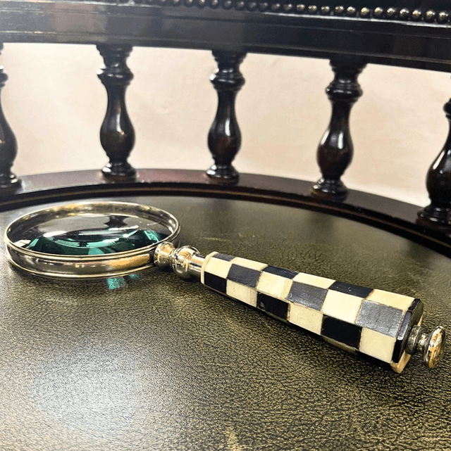 A Vintage Checkered Handle Magnifying Glass