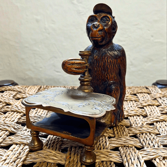 A 19th Century Hand-Carved Wooden Monkey Vesta/ Striker