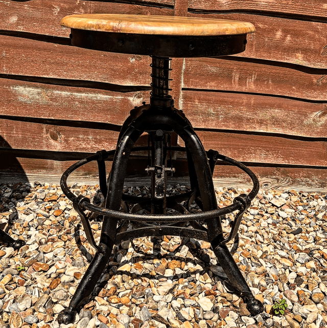 A Pair Of Industrial American Draughtsman Stools By Toledo
