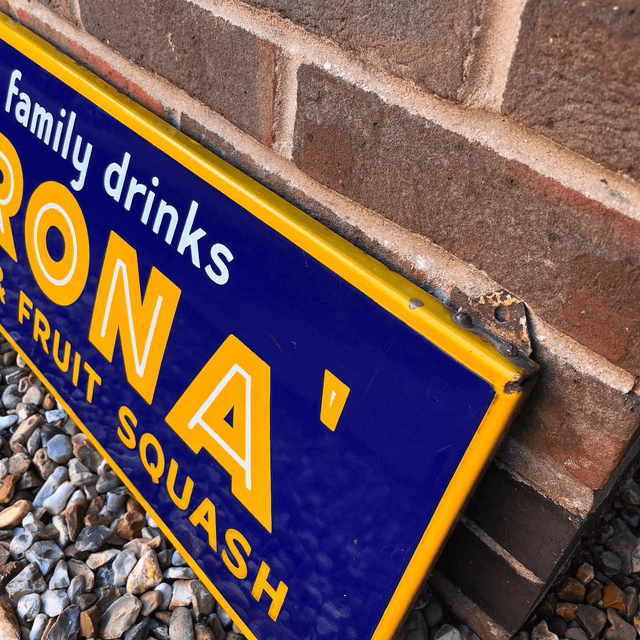 1950’s Corona Soft Drinks single sided enamel advertising sign 