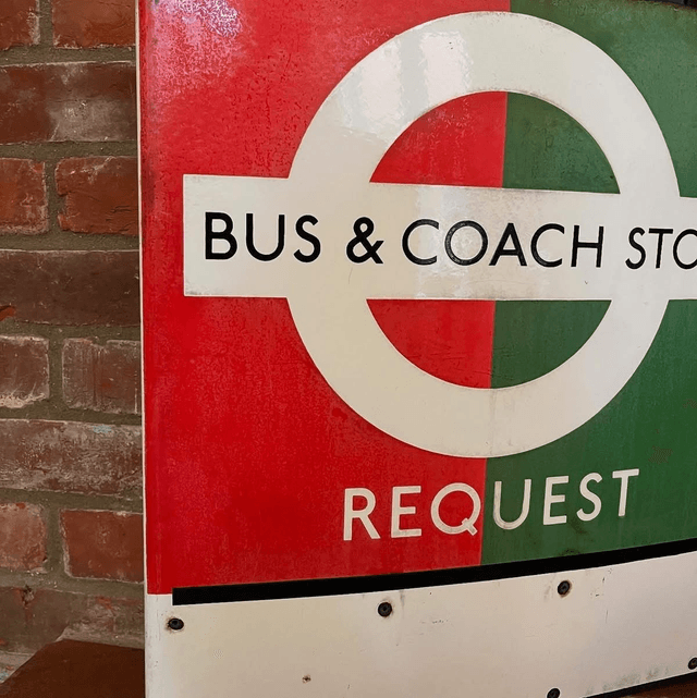 1950’s London Transport Bus & Coach Stop Request Enamel Sign