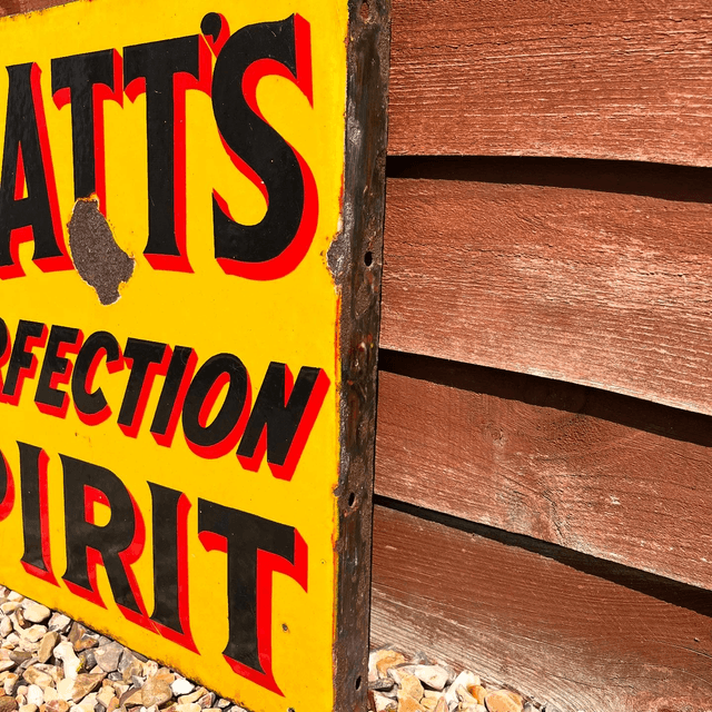 1920’s/ 30’s Pratt’s Perfection Spirit Enamel Advertising Sign 