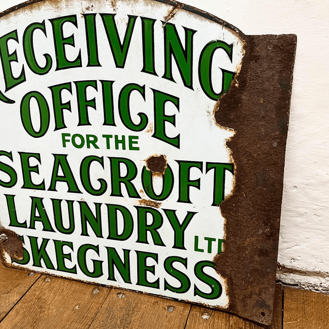 Early 20th Century Seacroft Laundry Skegness Double Sided Enamel Advertising Sign