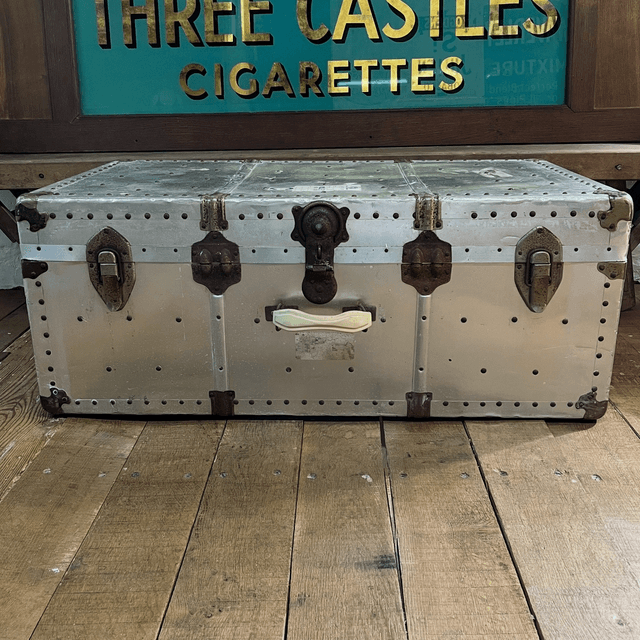 An Antique Flight Steamer Chest Trunk Coffee Table Circa 1940 