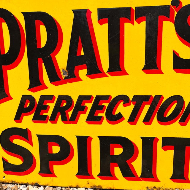 1920’s/ 30’s Pratt’s Perfection Spirit Enamel Advertising Sign 