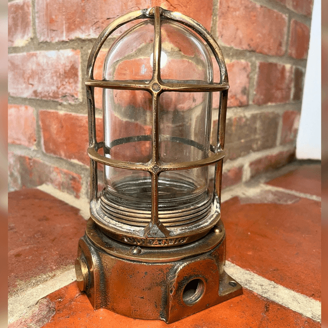 Oceanic Ships Bulkhead Lamp Fixture With Junction Box, Globe And Guard