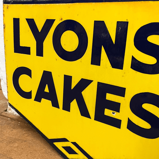 Original Lyon’s Cakes Double Sided Enamel Advertising Sign