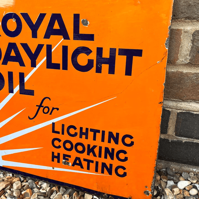 A 1932 Dated Royal Daylight Oil Double Sided Enamel Advertising Sign 
