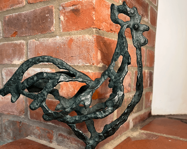 A Contemporary Bronzed Abstract Sculpture of a Cockerel
