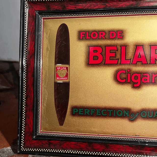 FLOR DE BELAR Cigars Advertising Tin Show Sign 