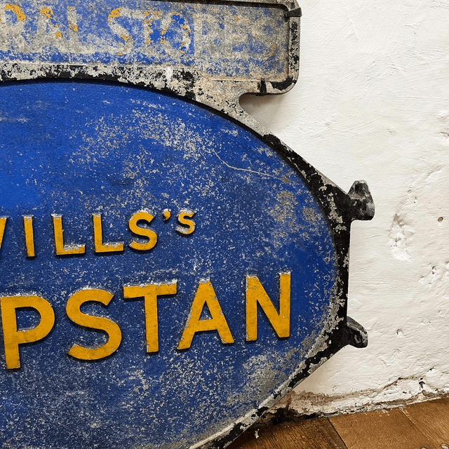 An Impressive WILL’s CAPSTAN Cigarettes sign with integral pediment “GENERAL STORES” 