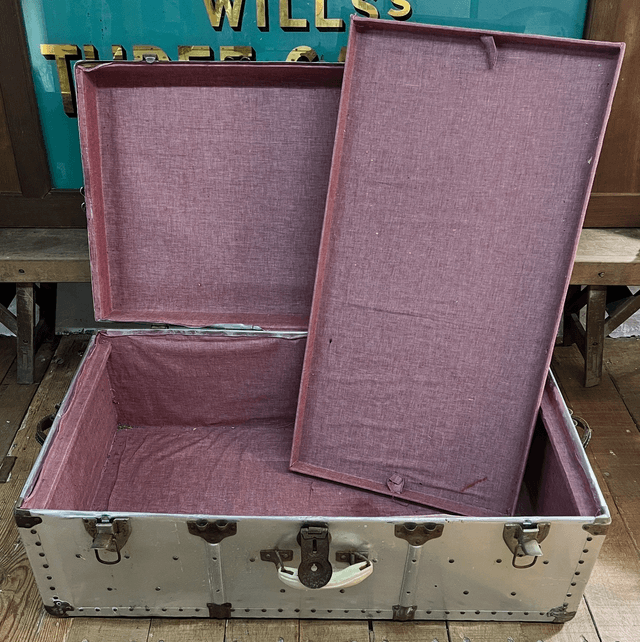An Antique Flight Steamer Chest Trunk Coffee Table Circa 1940 