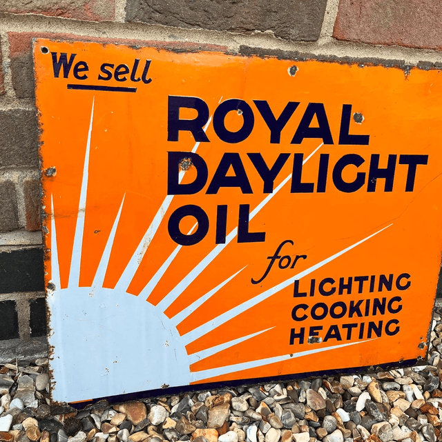 A 1932 Dated Royal Daylight Oil Double Sided Enamel Advertising Sign 