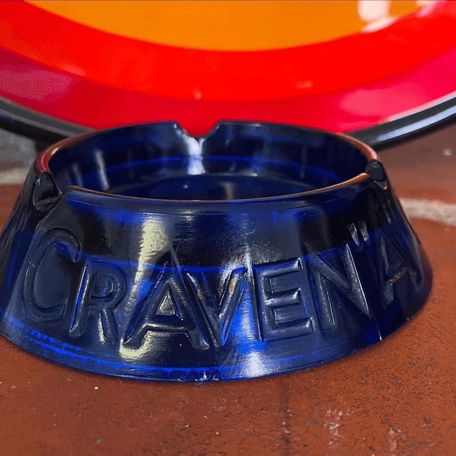 1940’s/ 50’s “Smoke Craven “A” Cigarettes” Blue Glass Advertising Ashtray