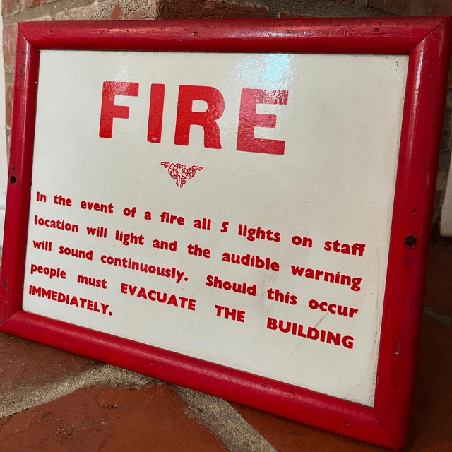 1950’s Industrial Factory “Fire” Sign 