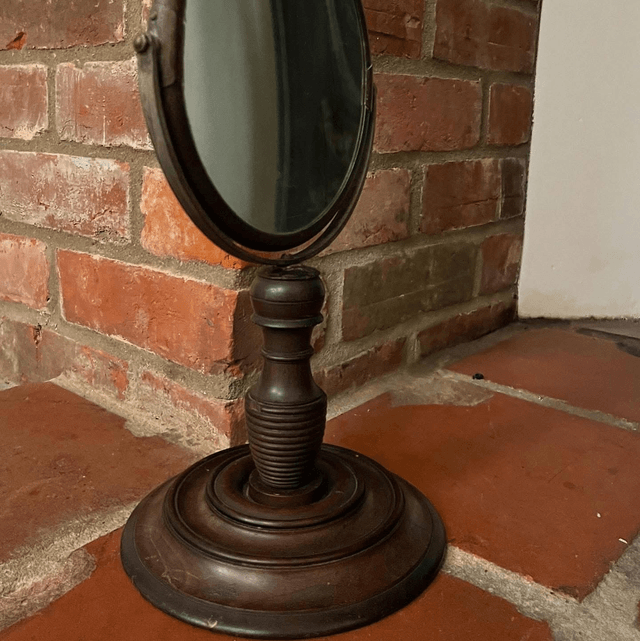 Victorian Brass Framed Shaving Vanity Mirror 