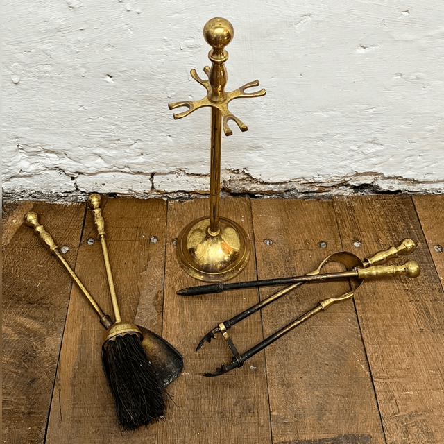 A 20th Century Brass Fireside Companion Set
