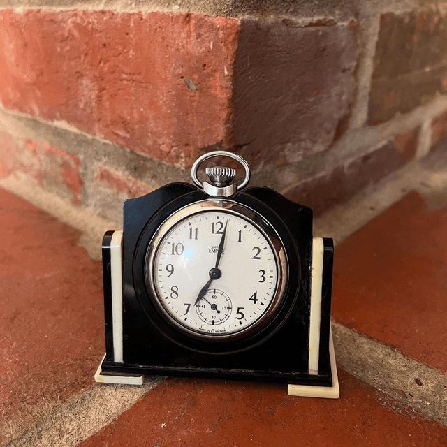 1930’s Bakelite Art Deco Period Pocket Watch Holder And Smiths Empire Pocket Watch