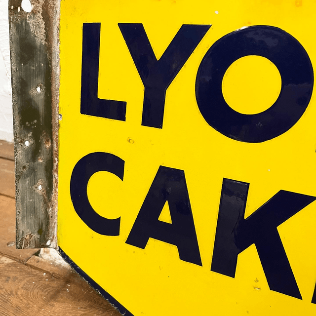 Original Lyon’s Cakes Double Sided Enamel Advertising Sign
