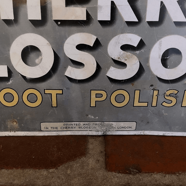 Early Tin Cherry Blossom Boot Polish Sign