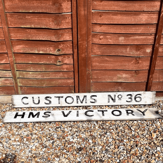 H.M.S VICTORY & “CUSTOMS No.36” Vintage Signs