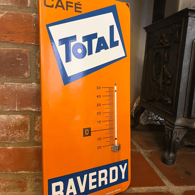 French Coffee “Café Total Raverdy” Thermometer Enamel Sign