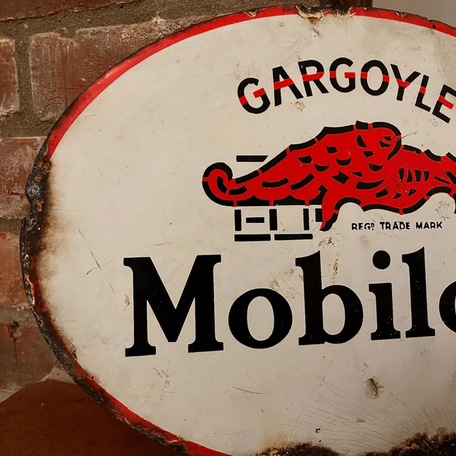 1920’s/ 30’s Mobiloil Gargoyle Double Sided Enamel Sign 