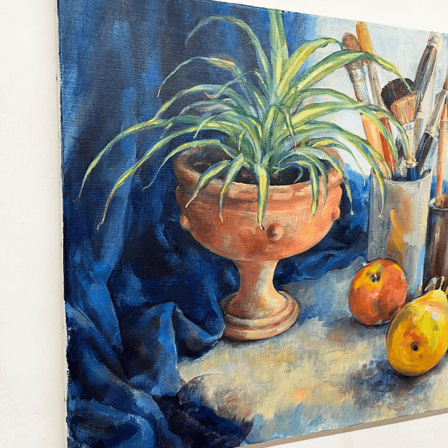 Still Life Oil On Canvas By Contemporary Artist Louise Millar Watt, Unframed, Unsigned
