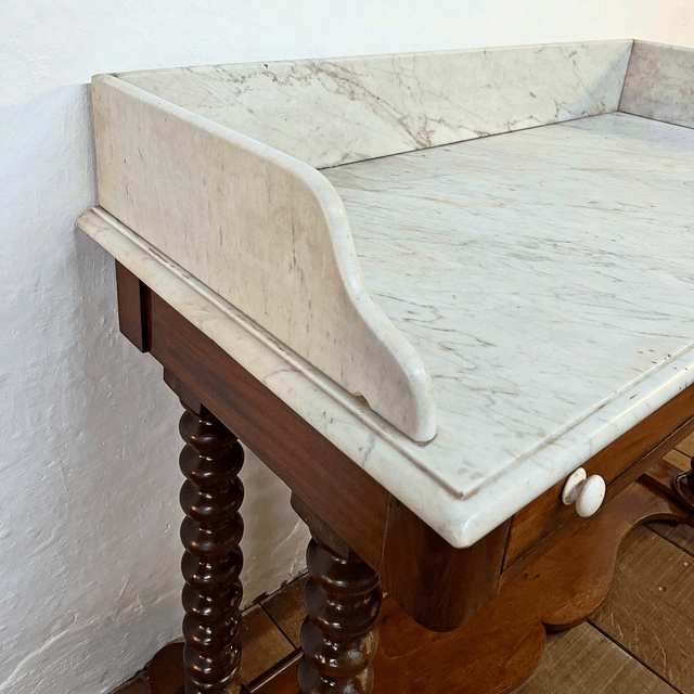 A 19th Century Victorian Mahogany Carrara Marble Topped Washstand