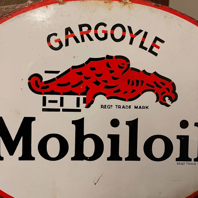 1920’s/ 30’s Mobiloil Gargoyle Double Sided Enamel Sign 